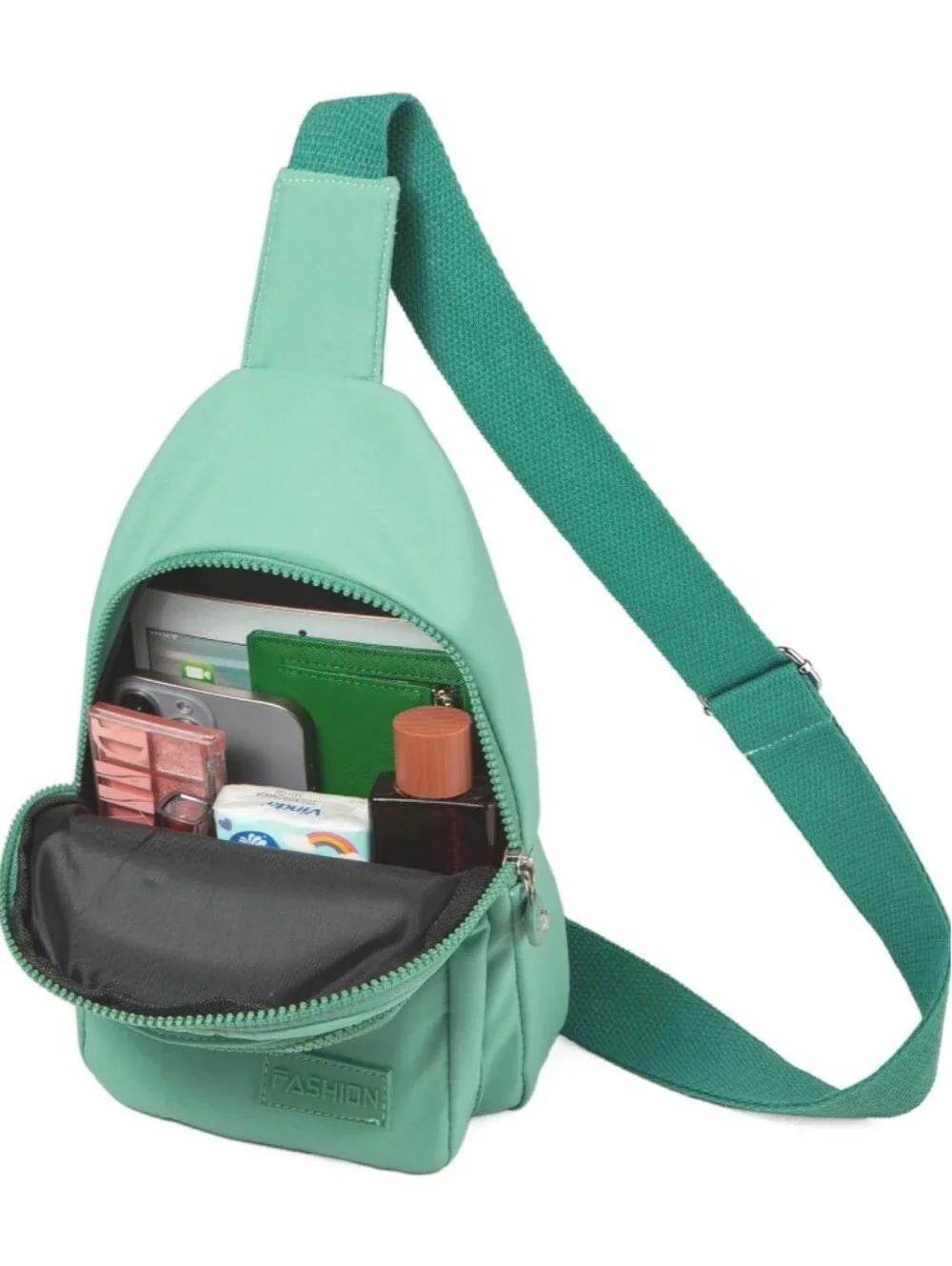 ​Unisex Crossbody Sling Bag Travel Backpack Lightweight Shoulder Green Blue Teal - Picture 4 of 4
